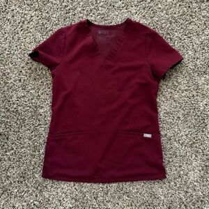 Burgundy Figs Casma Three-Pocket Scrub Top size XXS